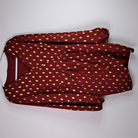 SHEIN Tops - SHEIN Gold Dots Burgundy Red Tunic Size XL US 12